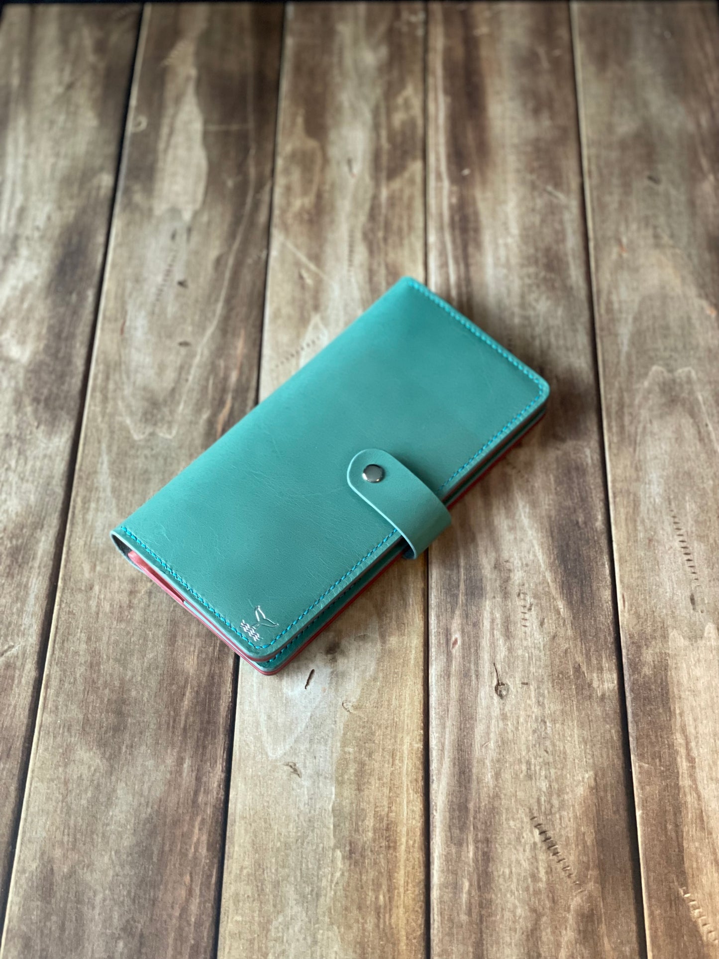 Long Wallet - Aqua & Coral