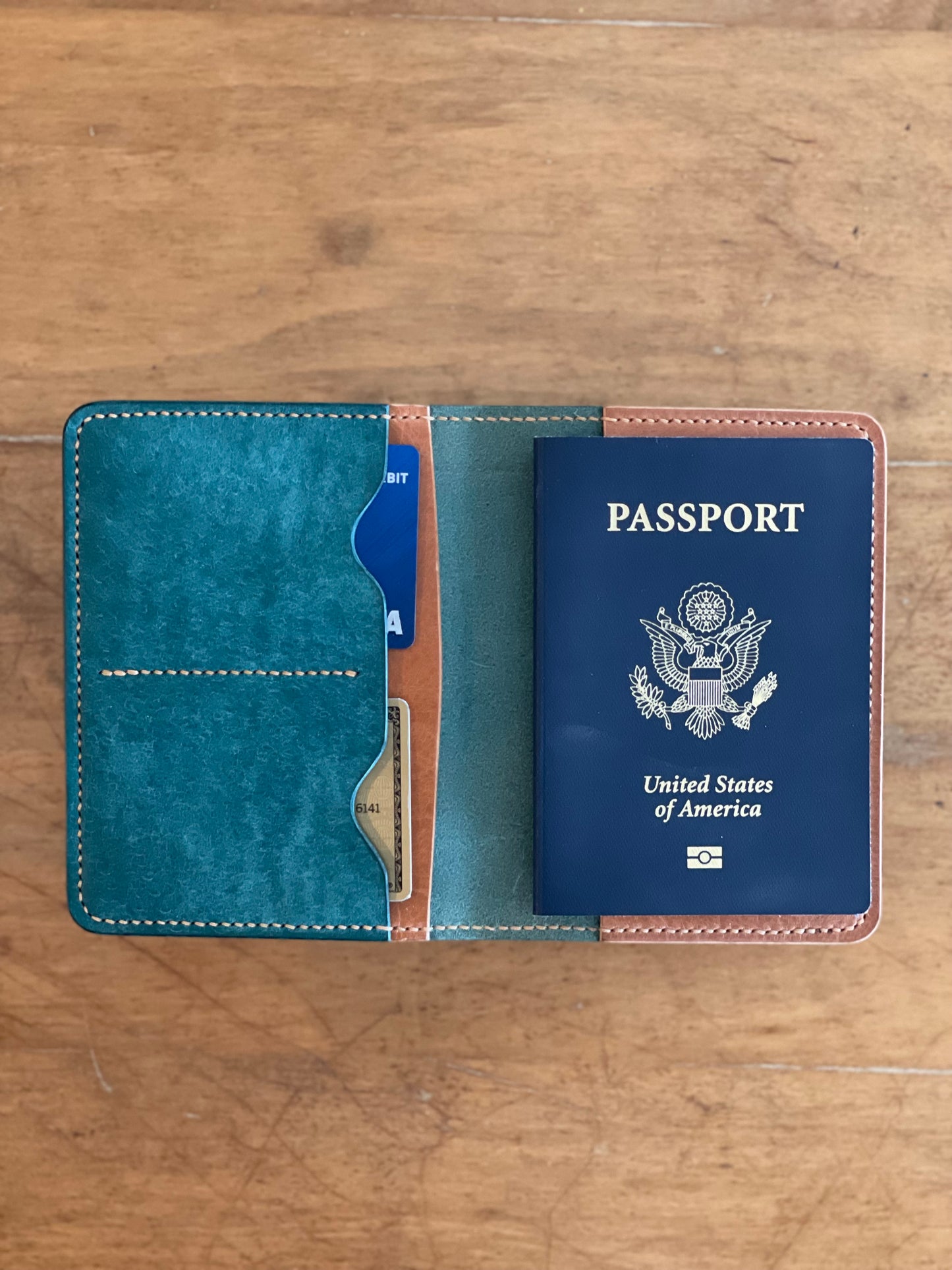 Passport Cover (Turquoise/Whiskey)