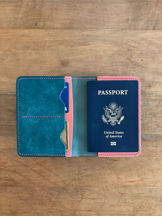 Passport Cover (Turquoise/Coral)