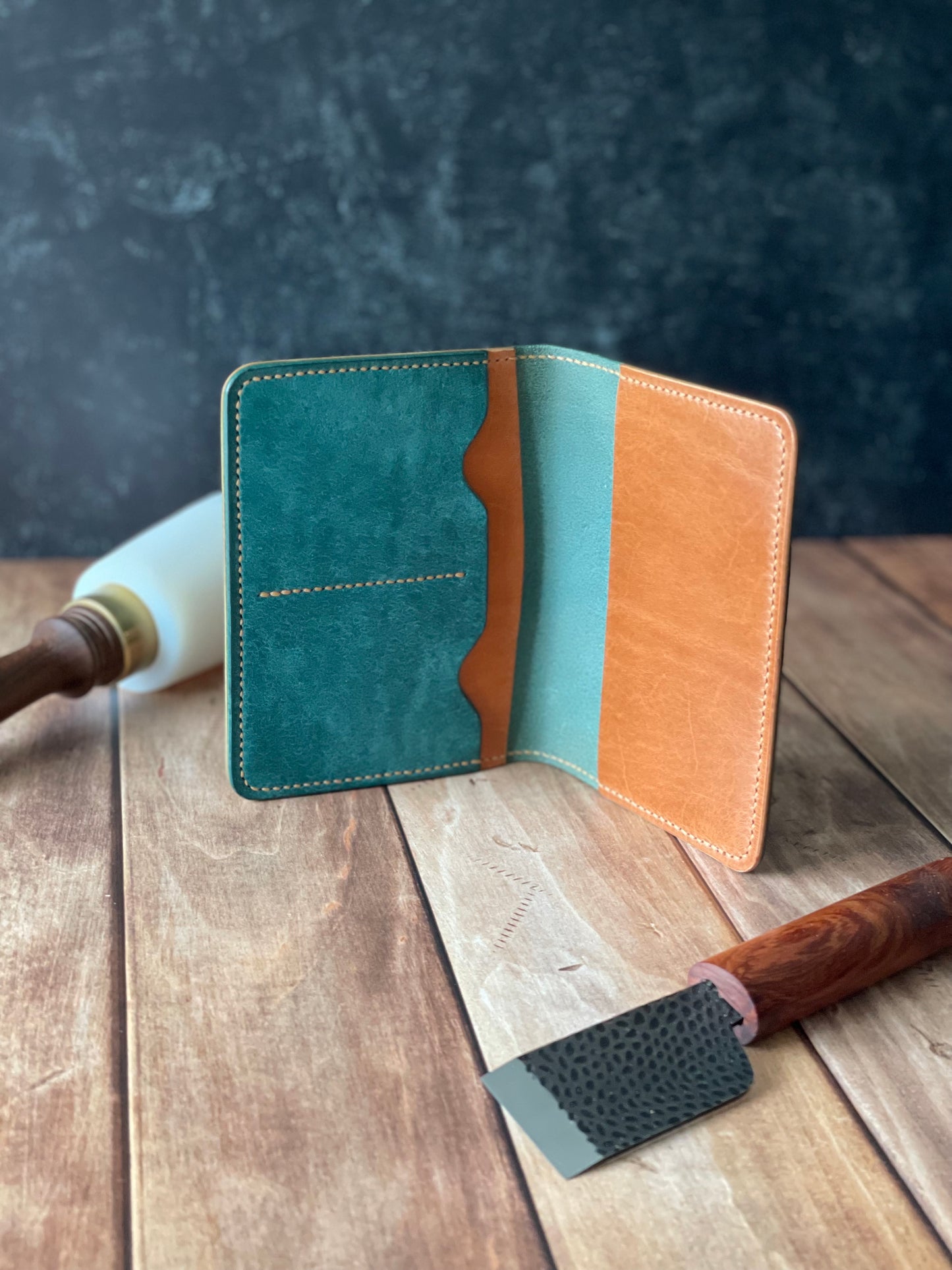 Passport Cover (Turquoise/Whiskey)