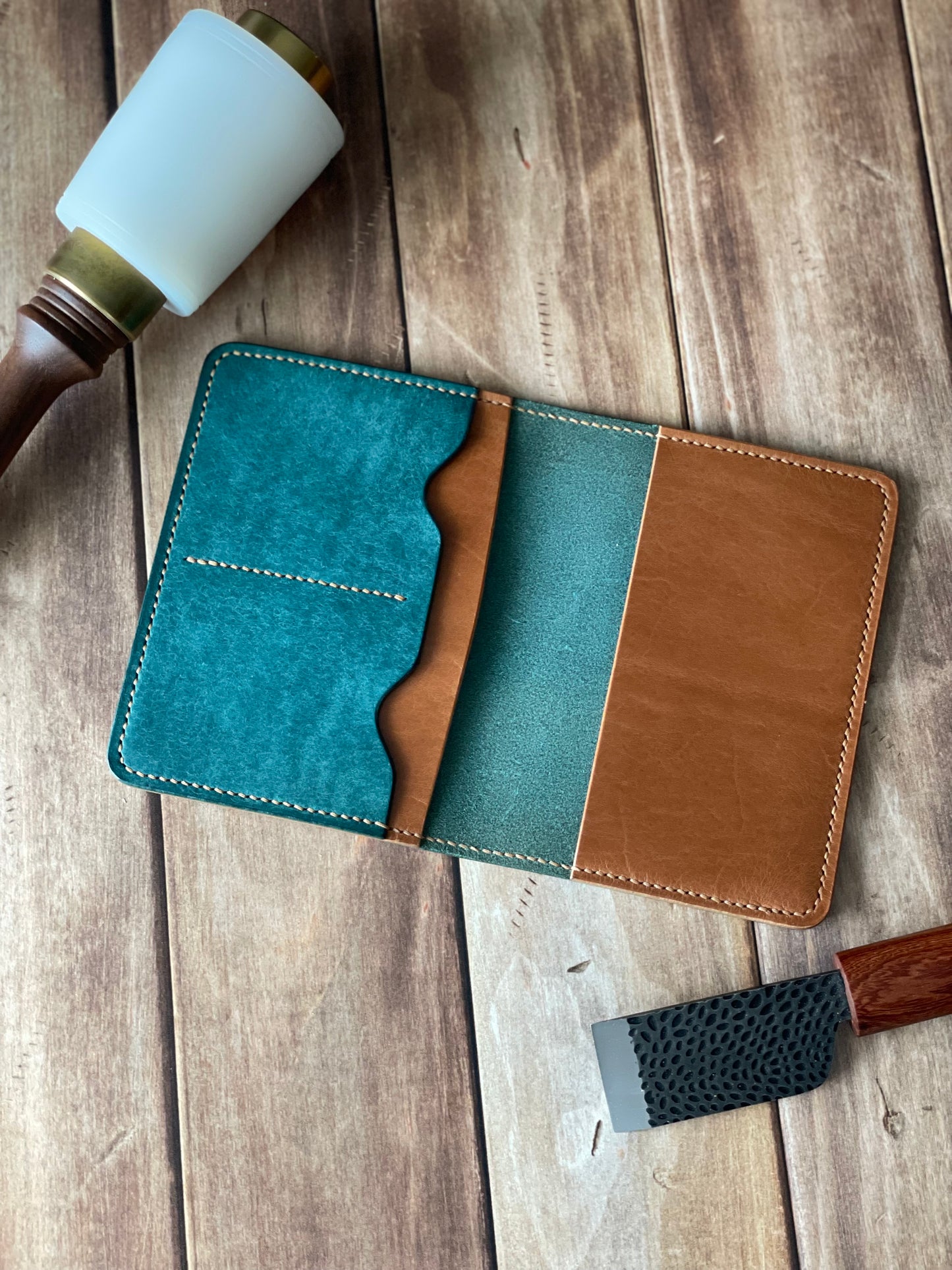 Passport Cover (Turquoise/Whiskey)