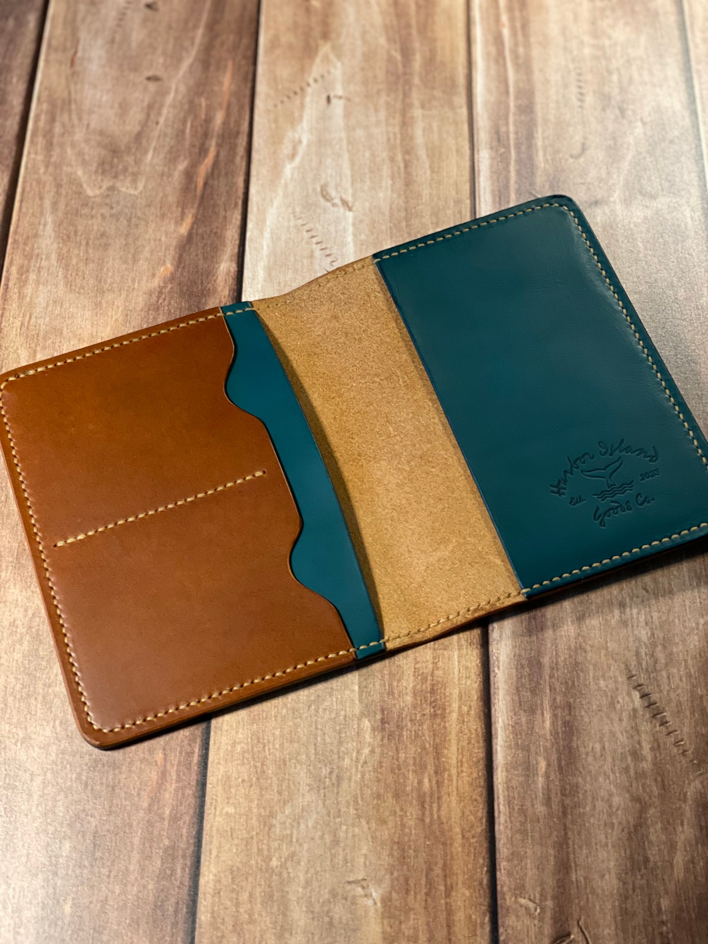 Passport Cover - Chestnut & Terquoise